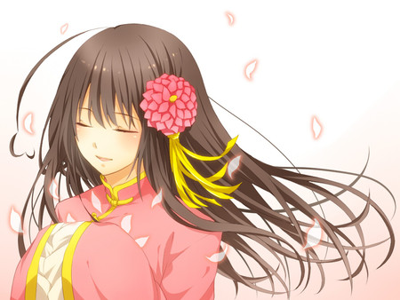 Breeze - pretty, windy, dress, china, lovely, pink, axis, flowers, white, cute, hetalia, power