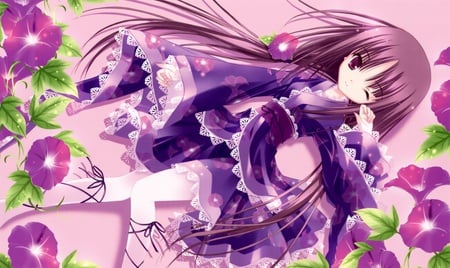 Anime cutie - cute, purple flowers, loli, tinkle