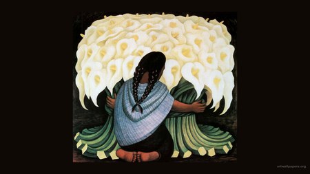 Vendedora de flores - Diego Rivera - painting, diego rivera, flores, flori, vanzatoare, vendedora, sale, flowers