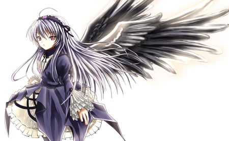 Winged Maiden - purple, winged, girl, wings, maiden