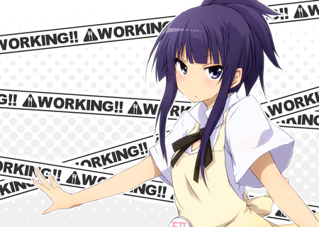 Working - yamada aoi, paprika, waitress, purple hair, working, purple eyes