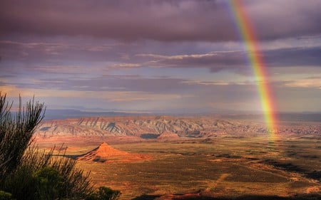 desert rainbow - beauty, rainbow, sky, heat, hot, photography, colorful, nature, clouds, colors, sand