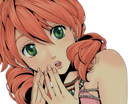 Vanille - curls, green eyes, final fantasy xiii, pink, positive, peach, cheerful, vanille