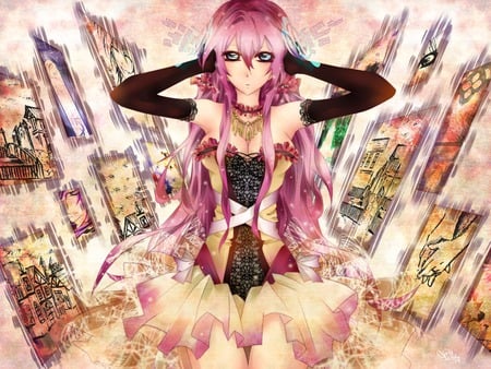 Megurine Luka - volcaloids, megurine, long, pink, hair, luka