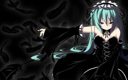 1920x1080 anime girl black dress