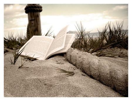 The End is Still Unwritten... - black, white, end, beach, book, unwritten