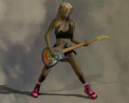 Music - rock, 3d, music, woman