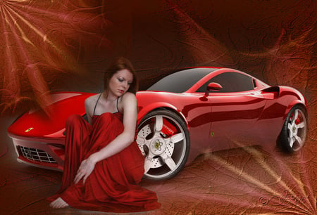 My kind of... - cars, special, beauty, dream, ferrari, fantasy, lady, red, background, favorite