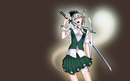 Konpaku Youmu - beauty, konpaku youmu, sexy, hot, long hair, blade weapon, anime girl, touhou, cool, beautiful, sword, cute, white hair