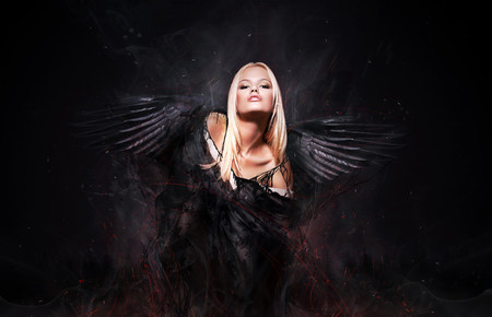 INGER sau DEMON? - woman, inger, abstract, angel, beautiful, black, fantasy, demon