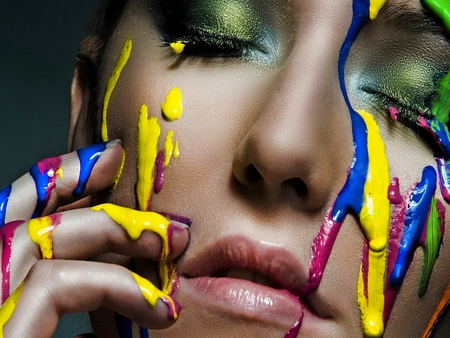 Color face - face, wallpaper, model, sexy, girl, color, art