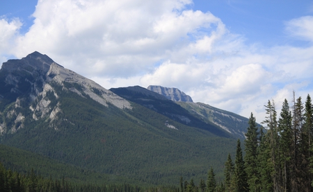 Mountains at Banff Alberta National Park 40 - clouds, trees, blue, photography, grey, white, nature, green, mountains, sky