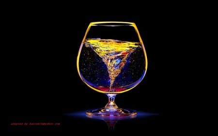 glass - water, black, glass, gold