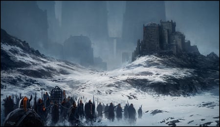 Andreas Rocha's Art - winter, snow, mountain, cg, andreas rocha, ice, fantasy, empire, art, army