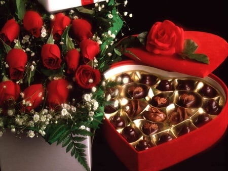 Token of My Affection - red, rose, heart, love, candy