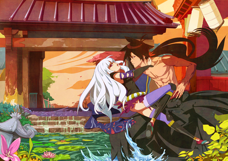 katanagatari - flowers, katanagatari, anime, togame, kimono