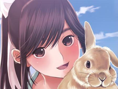 Anime - smiling, rabbit, cute, brown eyes