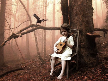 My Lullaby - alone, lullaby, forest, violin, child, bird