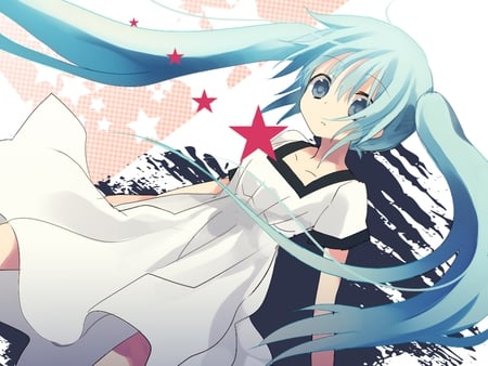 Hatsune Miku - aqua, music, thighhighs, anime girl, art, cool, aqua eyes, artistic, hatsune miku, song, vocaloids, program, vocaloid, beautiful, diva, dress, nice, beauty, twintail, singer, aqua hair, black, virtual, pretty, idol, anime, miku, cute, stars, girl, cg, hatsune, star, digital, awesome