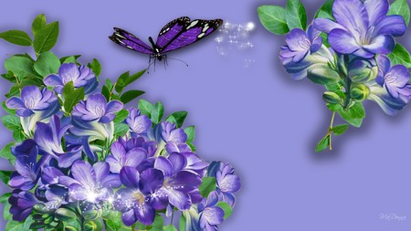 Purple on Purple - lavender, summer, lilac, stars, firefox persona, flowers, sprakles, purple, butterfly