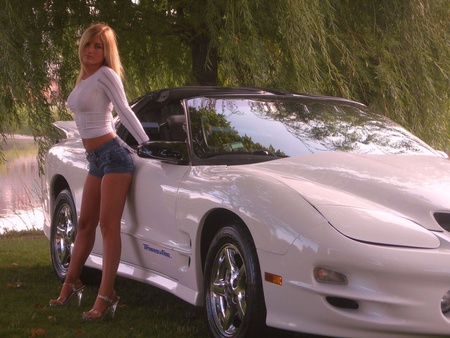 sexy blonde with car