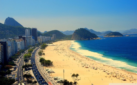 Copacabana Beach Aerial View of Rio de Janeiro, Brazil - beach, rio de janeiro, brazil, city, sand