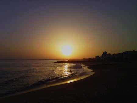 Golden - gold, sunset, ocean, beach