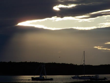 i took this!! - boats, clouds, sunset, water