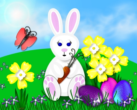 Easter Bunny - easter, spring, easter bunny, abstract, rabbit, 3d, holiday, flowers, photo shopped