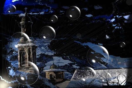 DarkChurch - mistery, comicstrip, bubbles, snow, catholic, night, church, dark