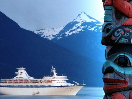 Haines Alaska - ship, boat, snow, alaska, ocean, mountains, haines alaska, haines