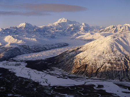 Mount Denali and Glacier - snow, mount denali, alaska, glacier