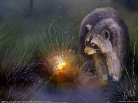 The Badger and the Faerie - fary, fee, badger, spirit, faerie, wood spirit