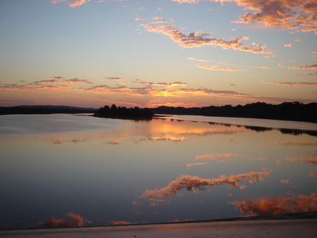 Double Vision - water, sunrise, mirror, river