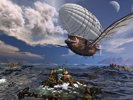 Fantasy - landscape, 3d, fantasy, ocean