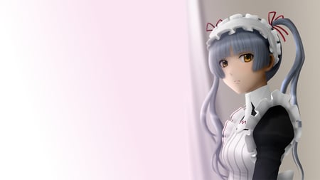 Shinouji Matsurika - beauty, sexy, hot, twintails, grey hair, simple, anime girl, stunning, white, pretty, beautiful, maid, cute