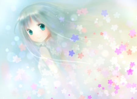 Anime cutie - aqua eyes, grey hair, long, cute