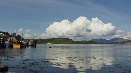 Oban - reflections, clouds, fishing, scotland, mull