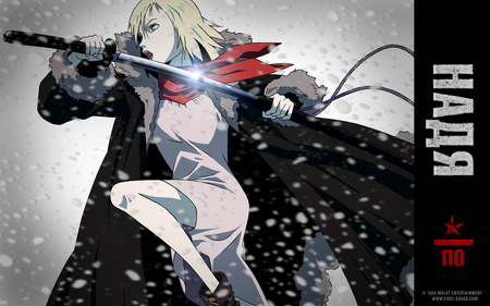 Ruslanova Nadya - anime girl, ruslaonova nadya, beautiful, hot, dress, blonde hair, beauty, blade, katana, cute, first squad, weapon, sexy, blue eyes