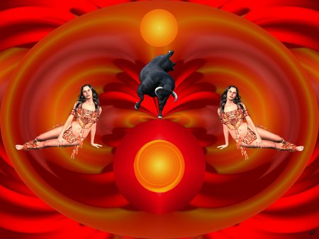 Hot Bull - eye candy, collage, 3d, fractal, abstract