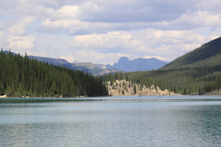 Lake & mountains at Banff Alberta National Park 46 - clouds, trees, blue, photography, white, nature, green, mountains, lakes, banff