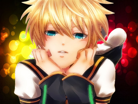 kagamine len - boy, anime, cute, blonde, kagamine len, blush, a twin, blu eyes