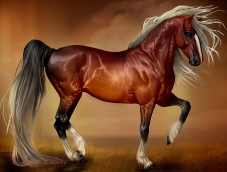 Majestic brown horse - run, animal, horse, brown