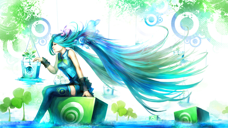 Hatsune Miku - blue hair anime, cute miku, hatsune miku, vocaloids, nature, vocaloid, vocaloid girls, anime, miku