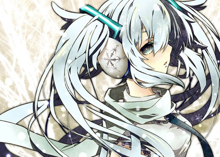 Yuki Miku - aqua, music, anime girl, white, art, cool, aqua eyes, artistic, hatsune miku, song, teal, snowflakes, vocaloids, program, yuki miku, vocaloid, beautiful, snow, diva, nice, beauty, twintail, singer, aqua hair, black, virtual, pretty, idol, anime, miku, cute, girl, winter, cg, hatsune, yuki, digital, awesome