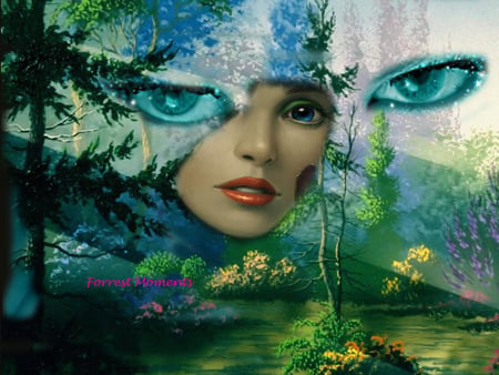 Forrest  moments - eyes, bleu, green, forrest