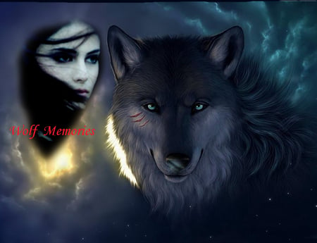 Memorie's - wolf, art, memories, black