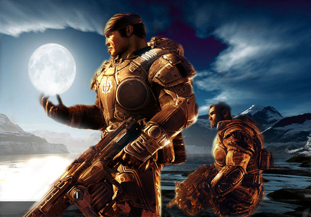 GOW2 - moon, gow, marcus, sky