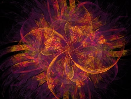 Orange and purple fractal - purple, fractals, orange, petals, fractal