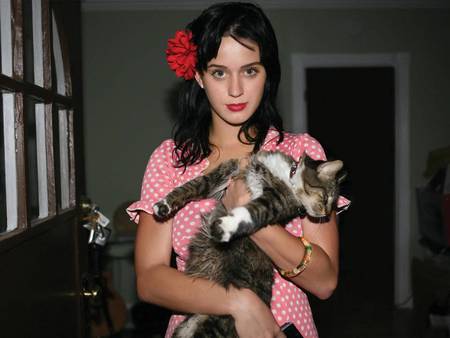 Katie Perry & Kitty - katy perry, katy, perry, beautiful, singer